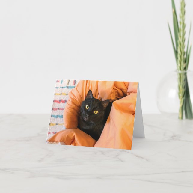 Tarjeta Gato Negro Adorable (Anverso)