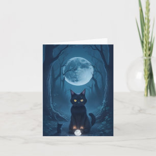 Tarjeta Gato Negro Bosque Espeluznante Cristal Blanco Bril