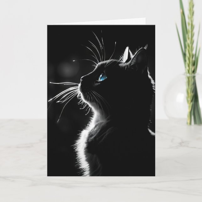 Tarjeta Gato negro brillante de cumpleaños (Anverso)