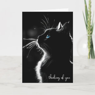 Tarjeta Gato Negro brillante Pensando En Ti