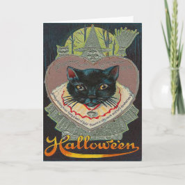 Tarjeta Gato Negro Bruja Hora de las Brujas Luna Llena