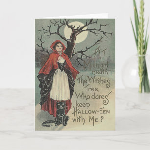 Tarjeta Gato negro bruja Luna llena