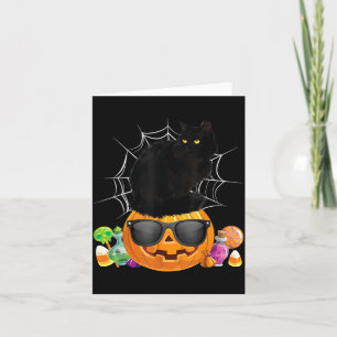 Tarjeta Gato Negro Calabaza de Halloween Jack O Linterna G