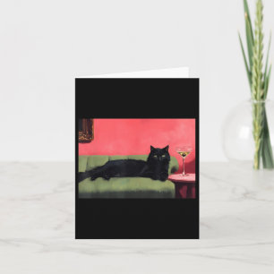 Tarjeta Gato negro con arte Martini