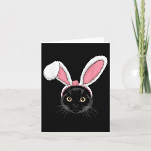 Tarjeta Gato negro con orejas conejitas Chicas de Pascua n