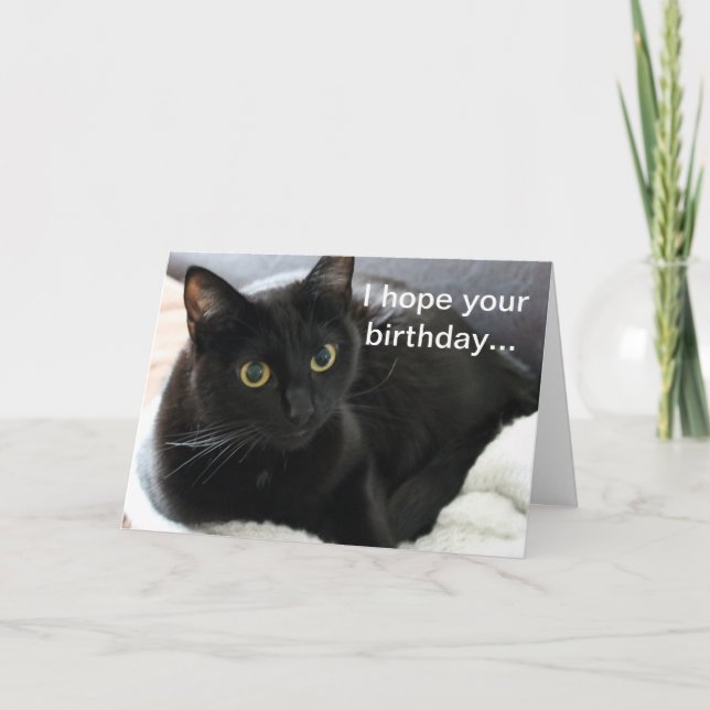 Tarjeta Gato negro de cumpleaños (Anverso)