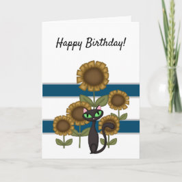Tarjeta Gato negro de girasol