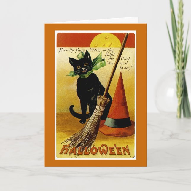 Tarjeta Gato negro de Halloween (Anverso)