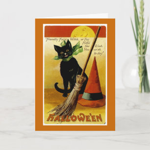 Tarjeta Gato negro de Halloween