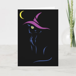 Tarjeta Gato negro de Halloween