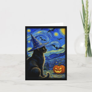 Tarjeta Gato negro de Halloween Amantes de gatos divertido