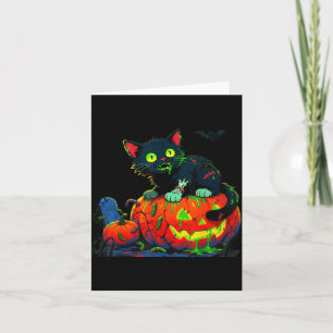 Tarjeta Gato negro de Halloween calabaza Kitty