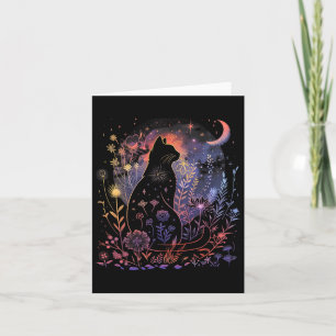 Tarjeta Gato negro de Halloween disfraz Gato místico Lover