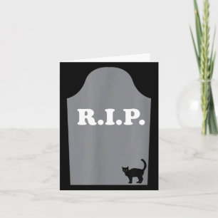 Tarjeta Gato negro de Halloween en tumba rota