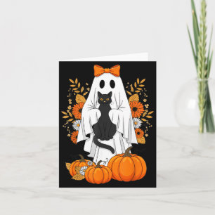 Tarjeta Gato Negro de Halloween Fantasma Calabaza Lindo Ot