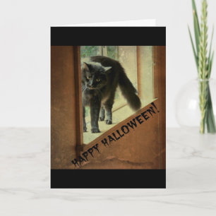 Tarjeta Gato negro de Halloween, ¡pasadlo bien!