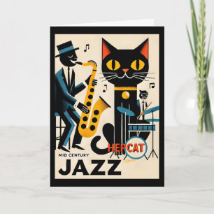 Tarjeta Gato negro de la era del jazz de mediados de siglo
