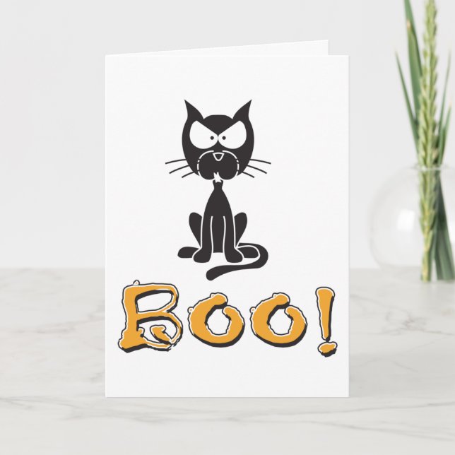 Tarjeta Gato negro del boom de Halloween (Anverso)