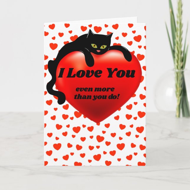 Tarjeta Gato negro del corazón de San Valentín sarcástico  (Anverso)