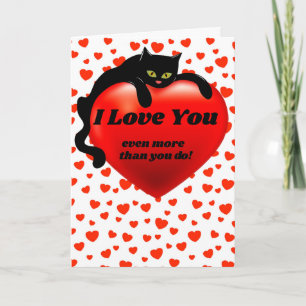Tarjeta Gato negro del corazón de San Valentín sarcástico 