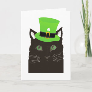 Tarjeta Gato negro del día de St Patrick que lleva el