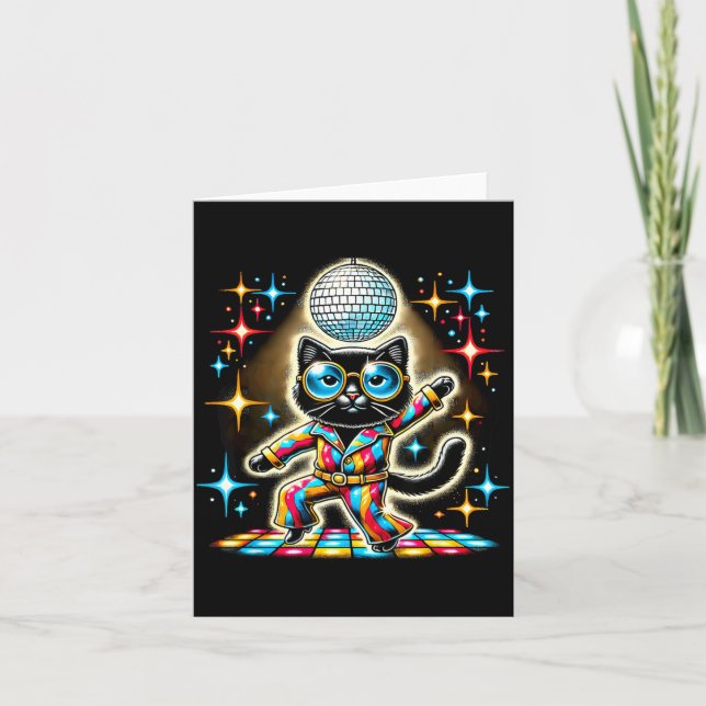 Tarjeta Gato negro disco estético (Anverso)