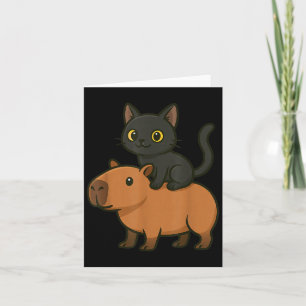 Tarjeta Gato Negro Divertido Capybara Amante de los Animal