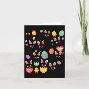 Tarjeta Gato negro divertido con huevos de conejo Feliz dí