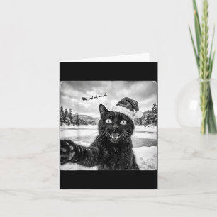 Tarjeta Gato negro divertido selfie con Santa hombres Navi