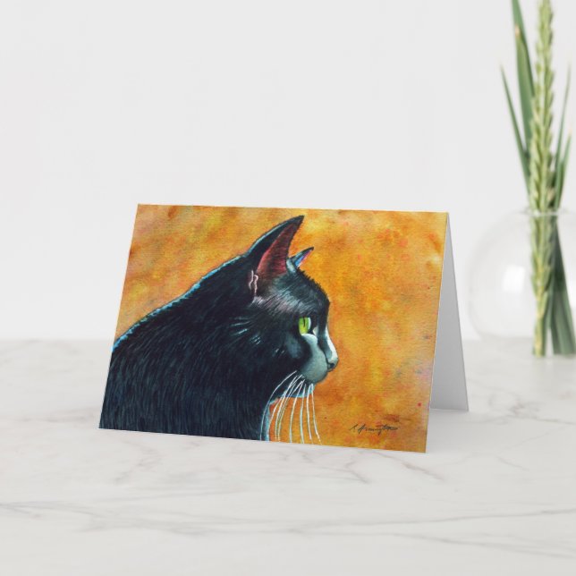 Tarjeta Gato negro en el perfil, cosquillas (Anverso)