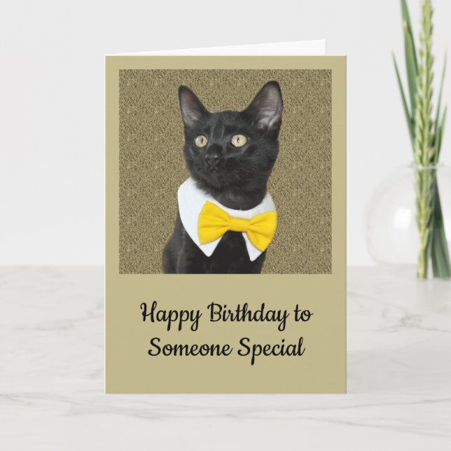 Tarjeta Gato negro en la carta de bowtie (Anverso)