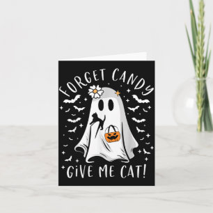 Tarjeta Gato negro fantasma Boo divertido Olvida caramelo