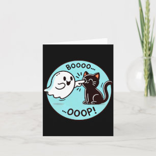 Tarjeta Gato negro fantasma divertido de Halloween Boop Fá