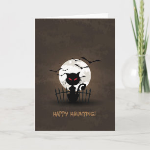 Tarjeta Gato negro feliz