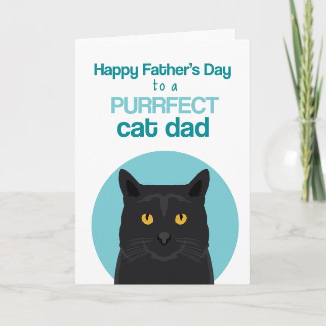 Tarjeta Gato negro feliz día del padre (Anverso)