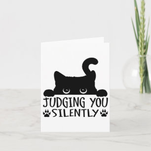 Tarjeta Gato negro gracioso juzgando a tu gato silenciosam
