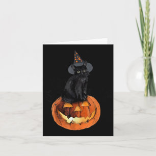 Tarjeta Gato Negro Halloween Gato Negro Sentado Sobre Cala