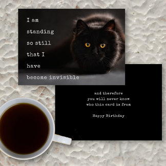 Tarjeta Gato negro invisible Anónimo Deseos de Cumpleaños
