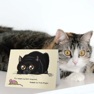 Tarjeta Gato negro juguetón con trasero de crema y movimie