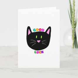 Tarjeta Gato negro lindo Buena suerte desea letras colorid