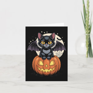 Tarjeta Gato negro lindo con alas de murciélago Jack O Lin