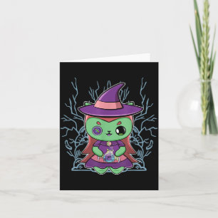 Tarjeta Gato Negro Lindo Sombrero de Bruja Y Poción Mágica