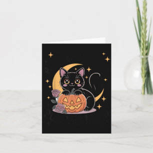 Tarjeta Gato negro mono adorable de Halloween Pastel Goth