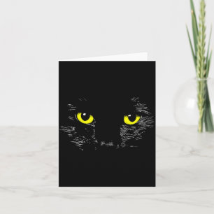 Tarjeta Gato Negro Ojos Amarillos Cara de Gatito Halloween