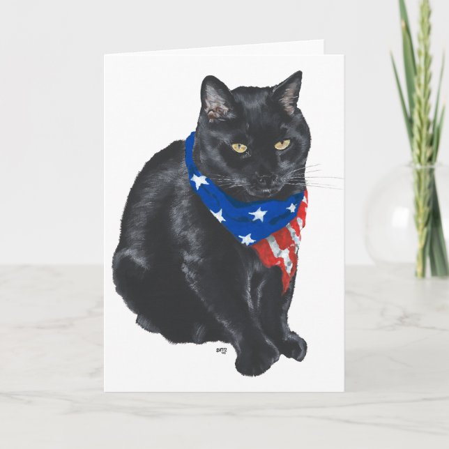 Tarjeta Gato negro patriótico (Anverso)