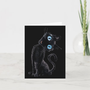 Tarjeta Gato Negro Perezoso Botón Meme Lindo Ojos Amantes 