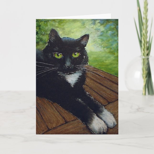 Tarjeta Gato negro - por Lora Shelley (Anverso)