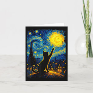 Tarjeta Gato negro Starry Night Van Gogh Cat, Gato Mamá, G