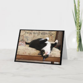 Tarjeta Gato negro y blanco al revés