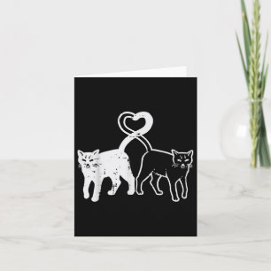 Tarjeta Gato negro y blanco corazón cola gatito lindo muje